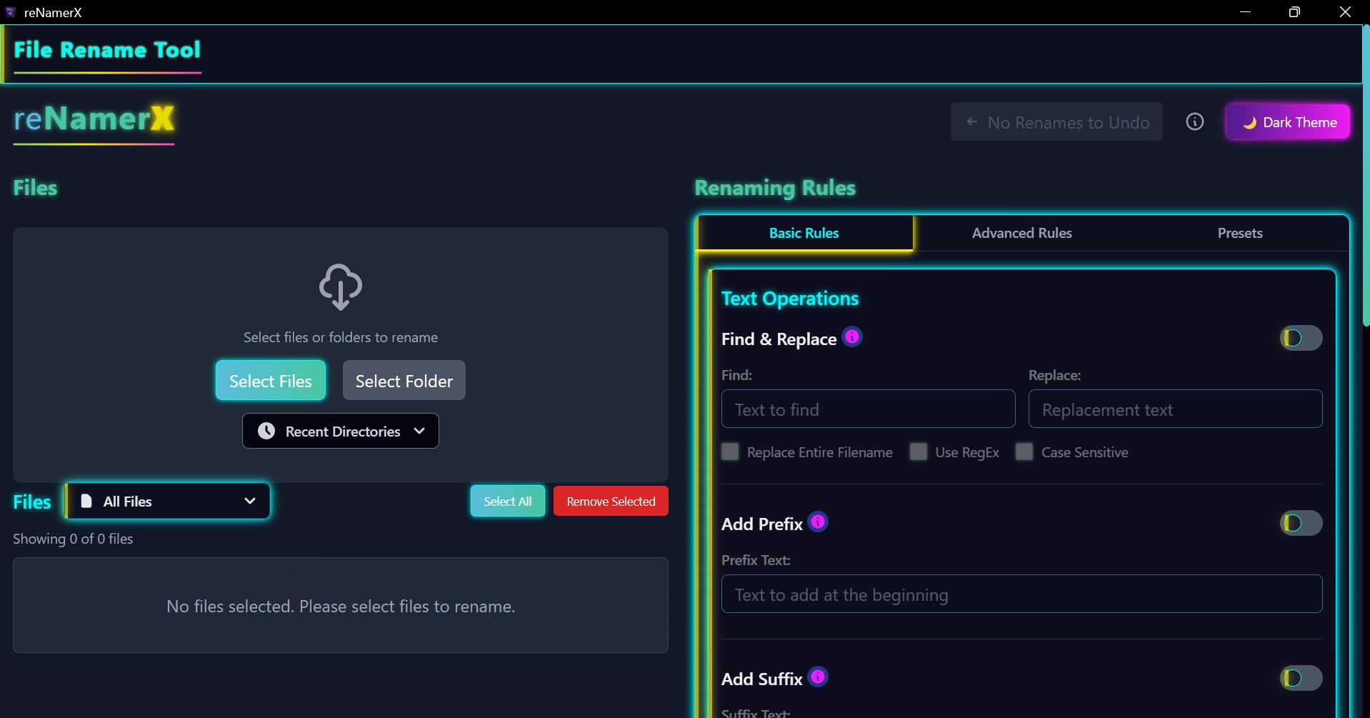 reNamerX Application Screenshot